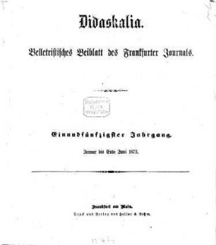 Didaskalia. 1873,1/6 = Jg. 51