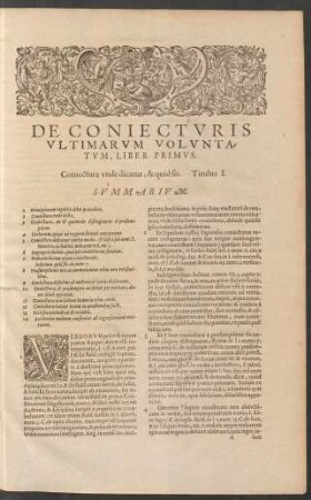 De Coniecturis Ultimarum Voluntatum, Liber Primus.