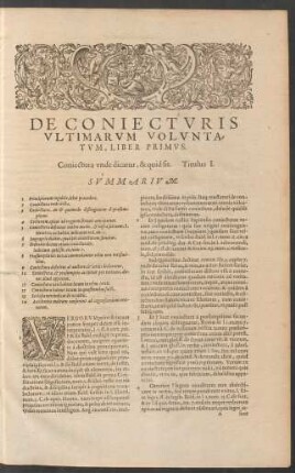 De Coniecturis Ultimarum Voluntatum, Liber Primus.