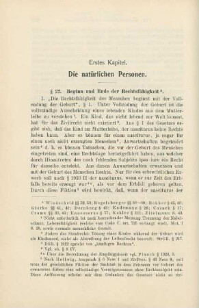 Erstes Kapitel. Die natürlichen Personen
