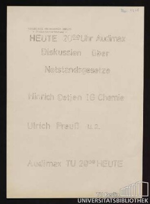 Heute 20 Uhr Audimax