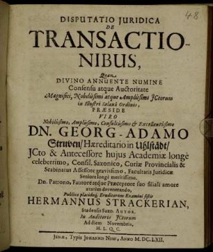 Disputatio Iuridica De Transactionibus