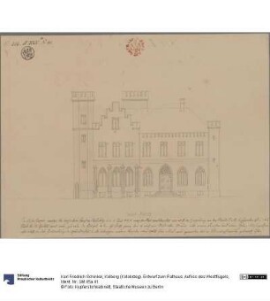 Kolberg (Kołobrzeg). Entwurf zum Rathaus. Aufriss des Westflügels
