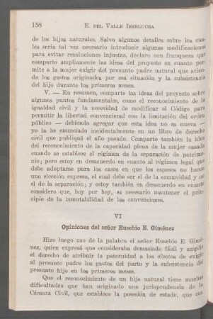 VI - Opiniones del señor Eusebio E. Giménez