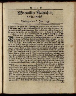 XVII. - XX. Stück, Göttingen, Jun. 1735.