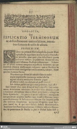 Horologia, sive Explicatio Terminorum ac distinctionum universalium, omnibus scientiis & utilis & usitata