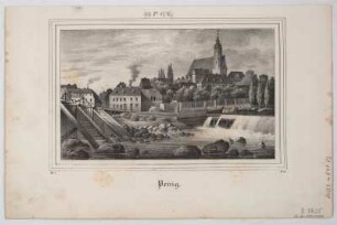 Ansicht von Penig, Lithographie, 1837 : Penig. - [Dresden] : [Pietzsch] , [1837]. - 1 Kunstblatt : Lithogr. ; 18 x 11 cm