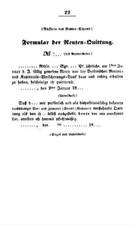 Formular der Renten-Quittung