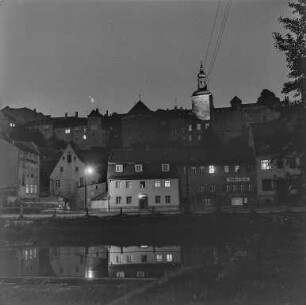 Bautzen am Abend : Bautzen. Blick über die Spree zur Altstadt mit Röhrscheidtbastei und Lauenturm