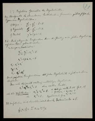 § 7. Projektive Geometrie der Kegelschnitte.