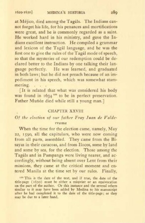 Chapter XVIII. Of the election of our father Fray Juan de Valderrama