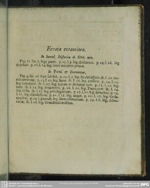 Errata Extantiora