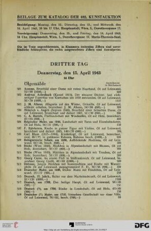 Beilage zum Katalog der 482. Kunstauktion (Nr. 501-961)