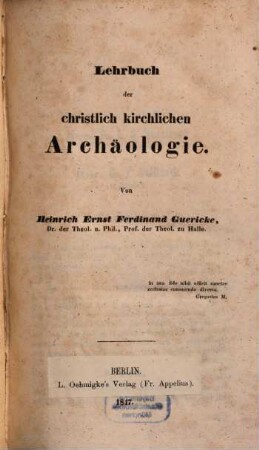 Lehrbuch der christlich kirchlichen Archäologie