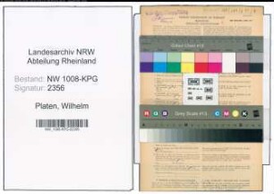 Entnazifizierung Wilhelm Platen , geb. 26.12.1894 (Dachdecker)