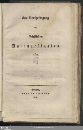 Zur Vertheidigung der sächsischen Maiangeklagten