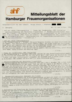 Mitteilungsblatt der Hamburger Frauenorganisation