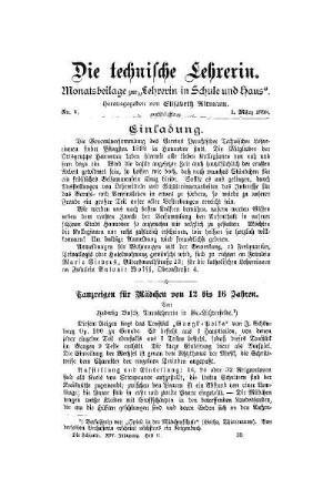 Einladung : [Generalversammlung des Vereins Preußischer Technischer Lehrerinnen]