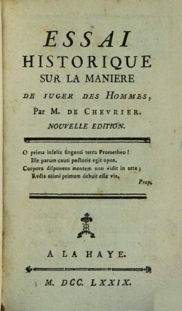 Éssai historique sur la manière de juger des hommes