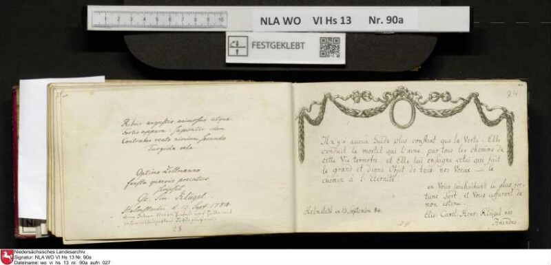 Stammbuch des Ernst Philipp Ludwig Zellmann (1763-1795) aus
                           Braunschweig