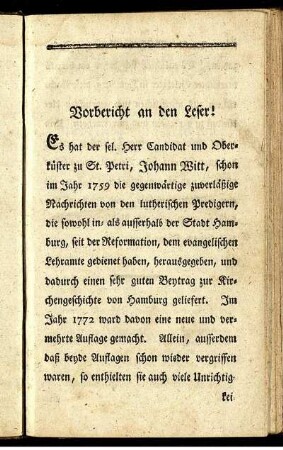 Vorbericht an den Leser!