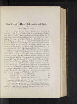 Über Komplexbildung, Hydratation und Farbe.