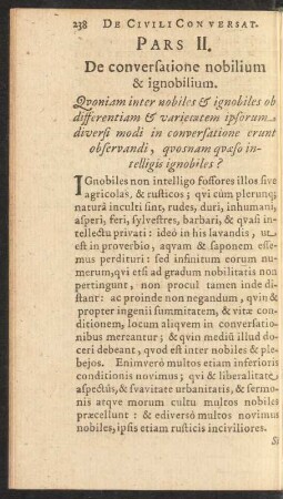 Pars II. De conversatione nobilium & ignobilium.