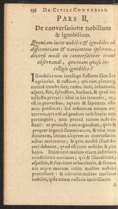 Pars II. De conversatione nobilium & ignobilium.