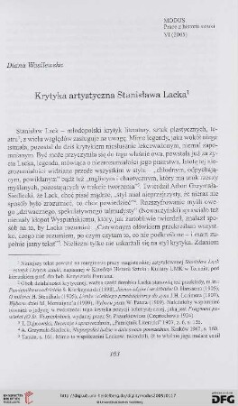 6: Krytyka artystyczna Stanisława Lacka