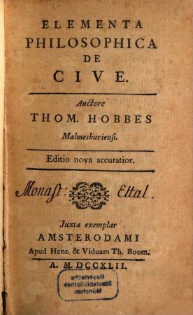 Elementa philosophica de cive