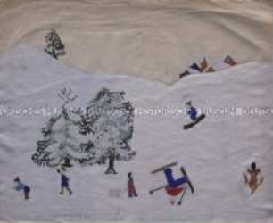 Winterlandschaft mit spielenden Kindern