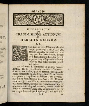 3-15, Dissertatio De Transmissione Actionum Ad Heredes Reorum.