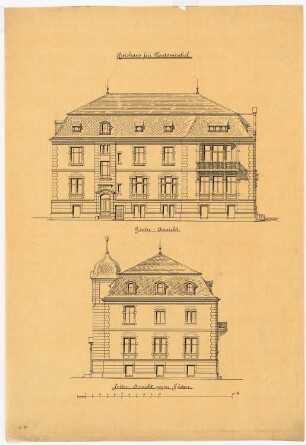 Kreishaus, Neutomischel: Aufrisse Südfassade, Rückfassade