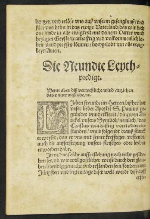 Die Neundte Leychpredigt.