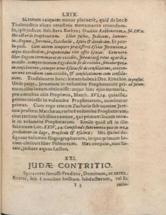 XXI. Judæ Contritio.