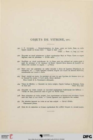 Objets de vitrine, etc. (Nr. 399-408)