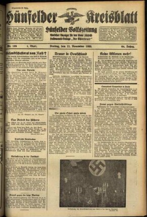 Erste Ausgabe vom Freitag, den 11. November 1938.
