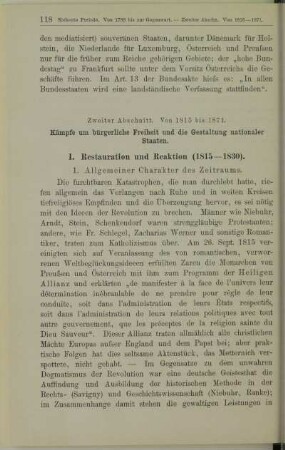 Zweiter Abschnitt. Von 1815 bis 1871. Kämpfe um bürgerliche Freiheit und die Gestaltung nationaler Staaten.