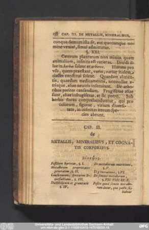 Cap. III. de Metallis, Mineralibus, Et Cognatis Corporibus.