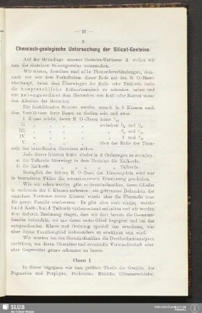 2. Chemisch-geologische Untersuchung der Silicat-Gesteine