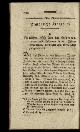 Platonische Fragen