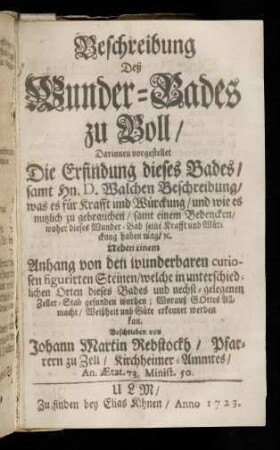 1-84, Beschreibung deß Wunder-Bades zu Boll