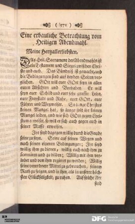 Eine erbauliche Betrachtung vom Heiligen Abendmahl.