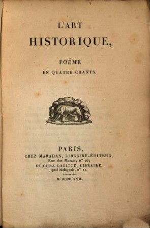 L' Art historique : poëme en quatre chants