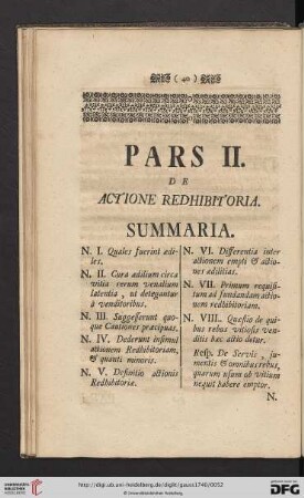 Pars II: De Actione Redhibitoria
