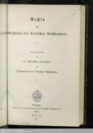 10.1886: Archiv für Geschichte des deutschen Buchhandels