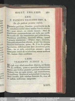 LXIII. Traiano Plinio S.