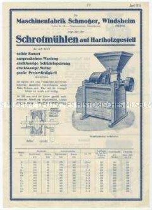 Schrotmühlen auf Hartholzgestell