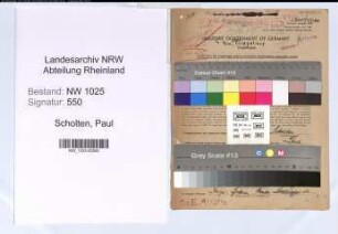 Entnazifizierung Paul Scholten , geb. 26.07.1905 (Kaufmaennischer Angestellter)