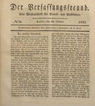№ 51. Cassel, den 26. Oktober 1831.